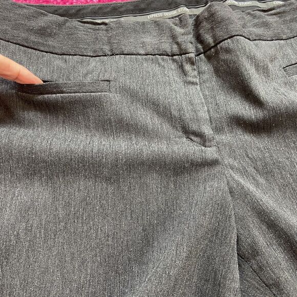 Express Editor Cropped Ankle Button Leg Pants Gray Size 12 - Picture 4 of 10